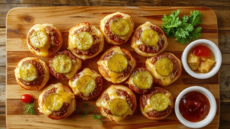 Pickle Cheeseburger Bites 1 delicious pickle burger appetizers