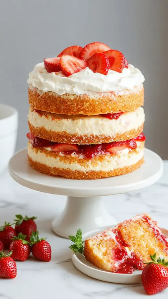 Strawberry Shortcake Cheesecake Cake 1 dessert combining cheesecake and strawberries