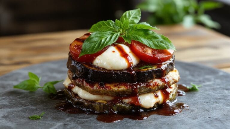Grilled Eggplant and Tomato Stack 1 grilled vegetable stack recipe