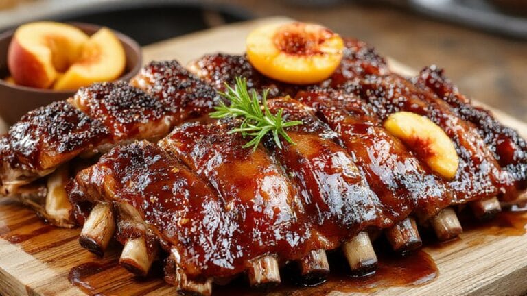 BBQ Ribs With Peach Glaze 1 peach glazed bbq ribs recipe