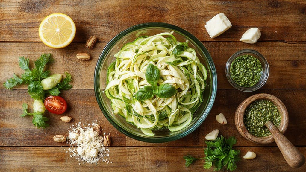 Zucchini Noodle Salad With Pesto 3 zucchini noodle salad recipe