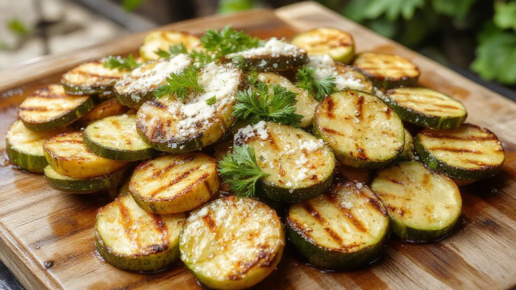 Grilled Zucchini With Parmesan 12 zucchini topped with parmesan