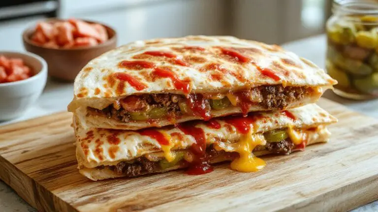 Burger Quesadillas 1 cheesy burger filled tortillas