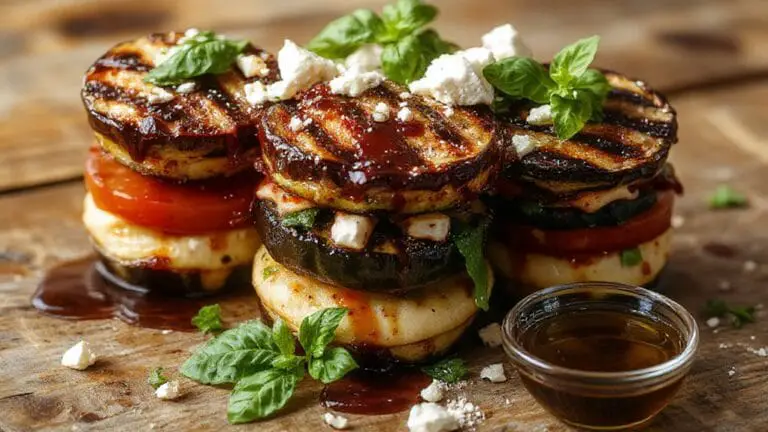Grilled Eggplant and Tomato Stack 1 grilled vegetable stack recipe