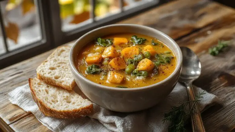 Fall Vegetable Soup With Crusty Bread 1 hearty autumn vegetable soup