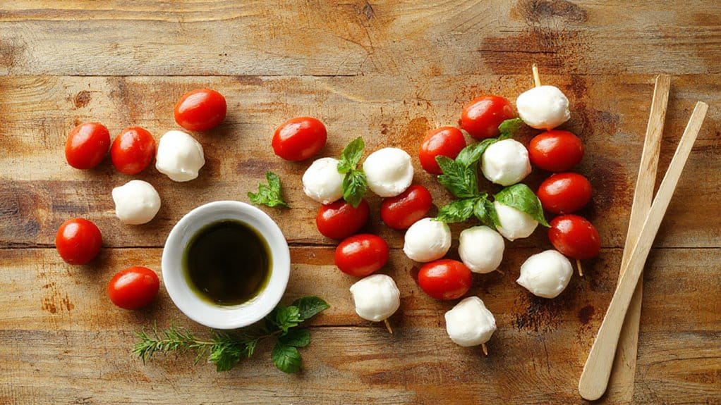 Mini Caprese Skewers 3 mini caprese skewers recipe