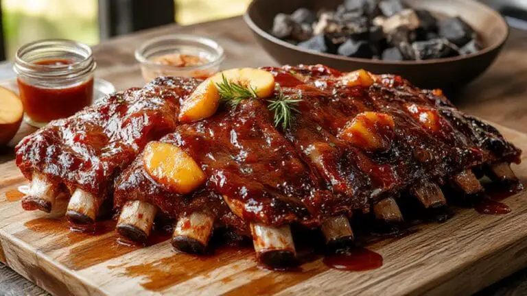 BBQ Ribs With Peach Glaze 1 peach glazed bbq ribs recipe
