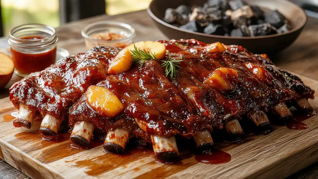 BBQ Ribs With Peach Glaze 13 peach glazed bbq ribs recipe