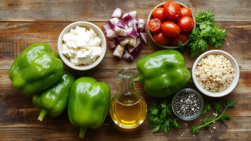 Vegetarian Stuffed Pano Peppers 3 stuffed peppers with quinoa