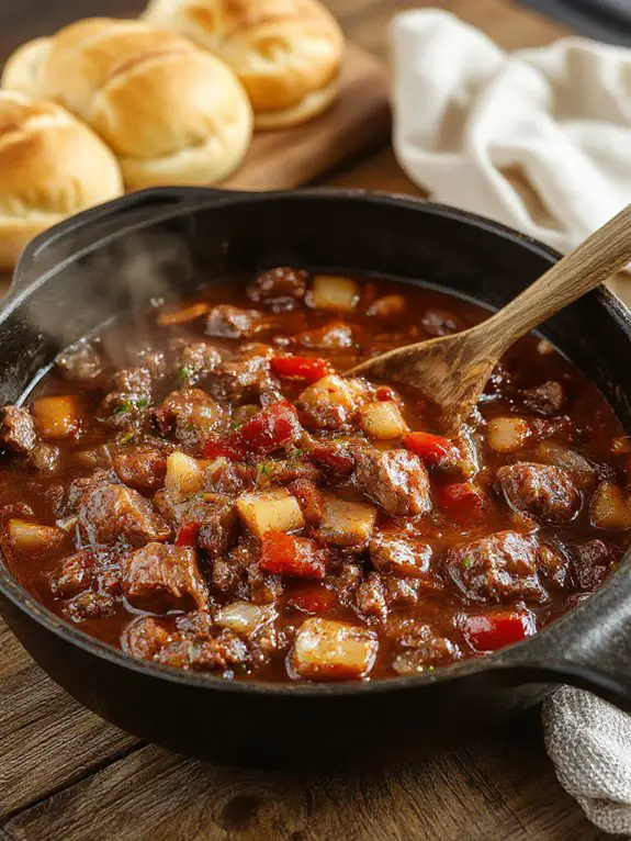 brown meat and vegetables
