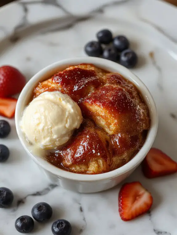 creamy caramelized brioche pudding