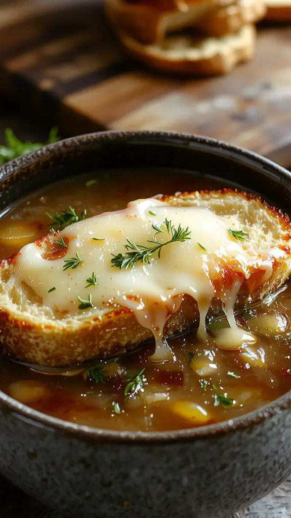 broil cheese topped soup