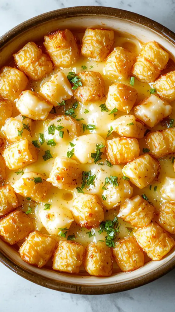 evenly layered tater tots