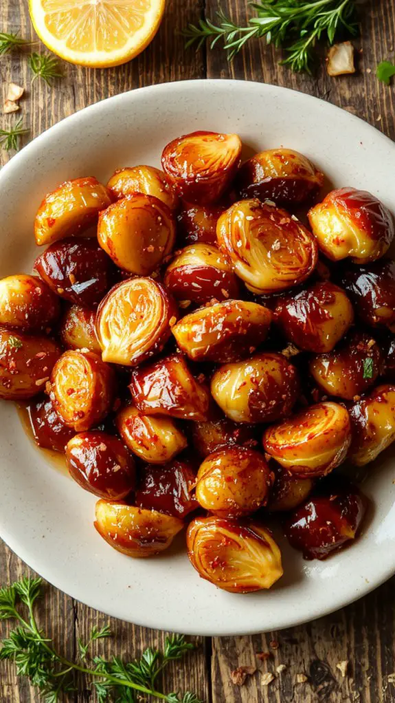 honey glazed crispy sprouts