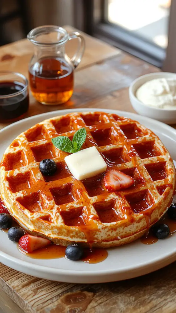 lightly grease waffle iron