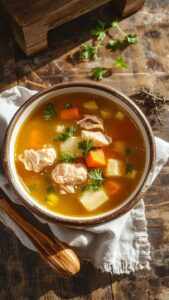 warm comforting chicken broth