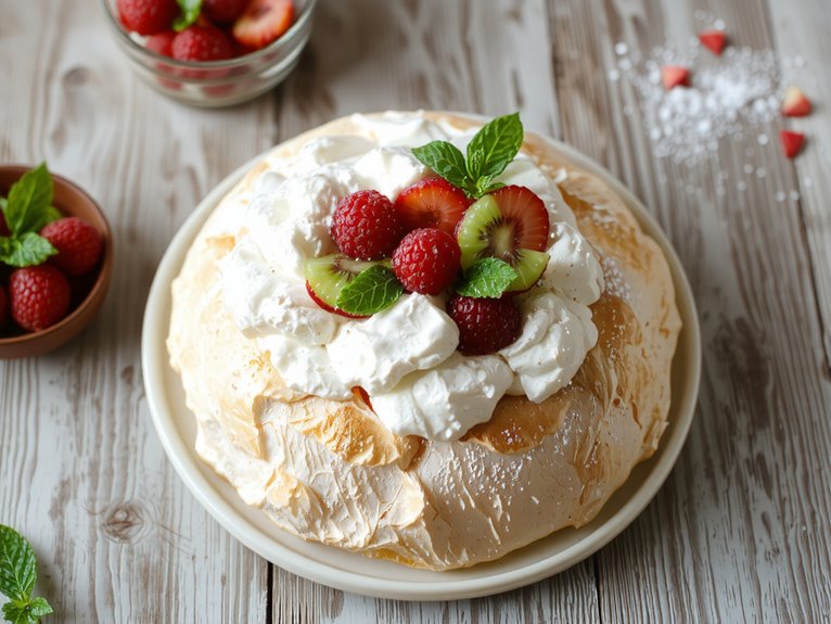 crisp meringue fruit dessert